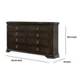 thumbnail image 5 of Traditional 8 Drawer Wooden Dresser with Bracket Legs Support, Brown, 5 of 5