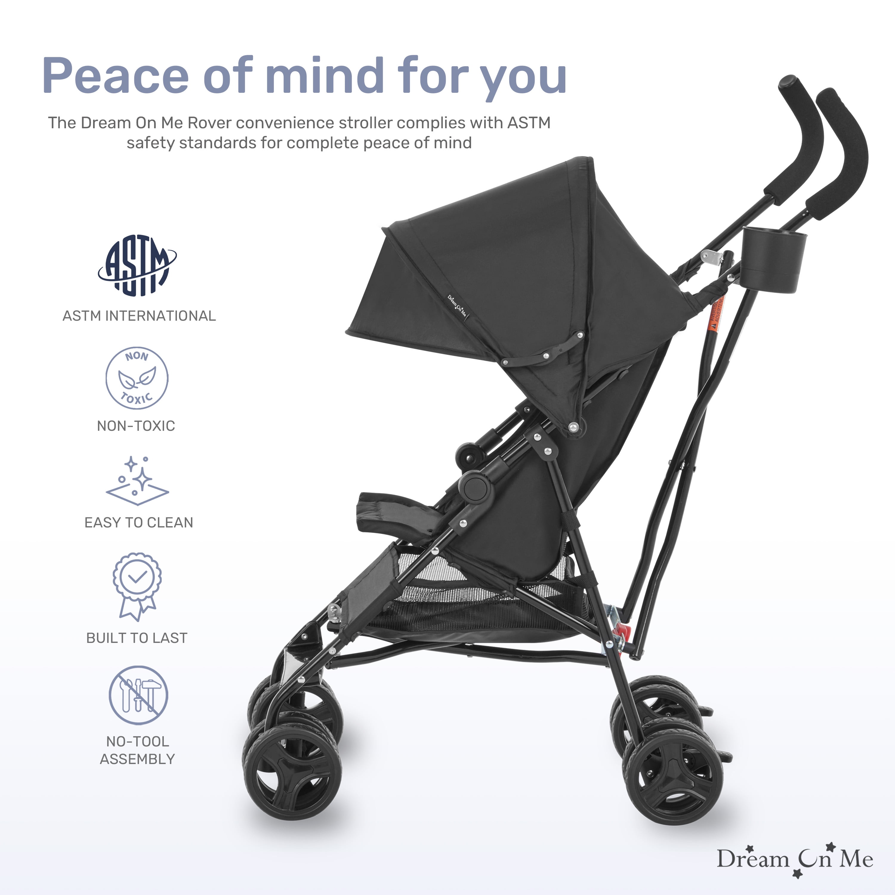 Dream On Me Rover Convenience Stroller, Black