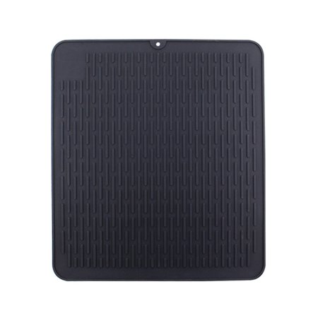 

Large Draining Heat Resistant Mats Silicone Table Mats with Raised Draining Bar for Kitchen Sink Countertop White