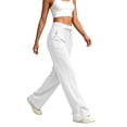 thumbnail image 6 of ClodeEU Women's Wide Waistband Drawstring Wide Leg Sweatpants,Casual Loose Trousers with Pockets White,Women's Plus XXXL, 6 of 7
