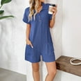 thumbnail image 5 of CaiJunJia Womens Short Sleeve Romper Casual Summer Cotton V Neck Button Down Short Jumpsuit, 5 of 8