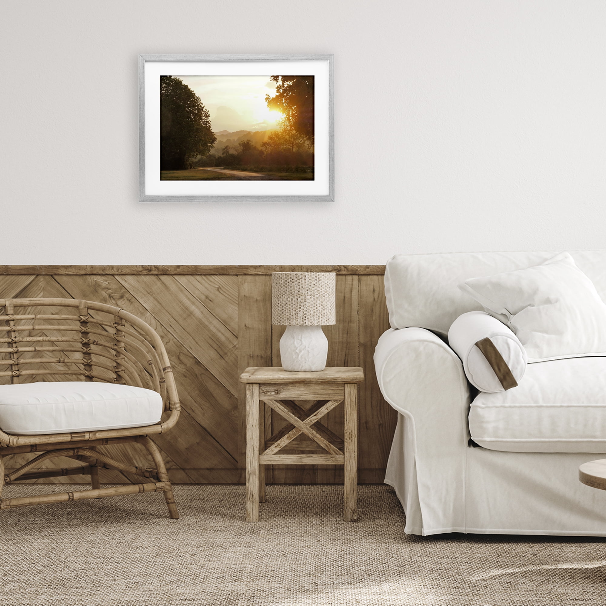 Stupell Industries Golden Morning Between Trees Gray Framed Print Under Glass, design by Gail Peck