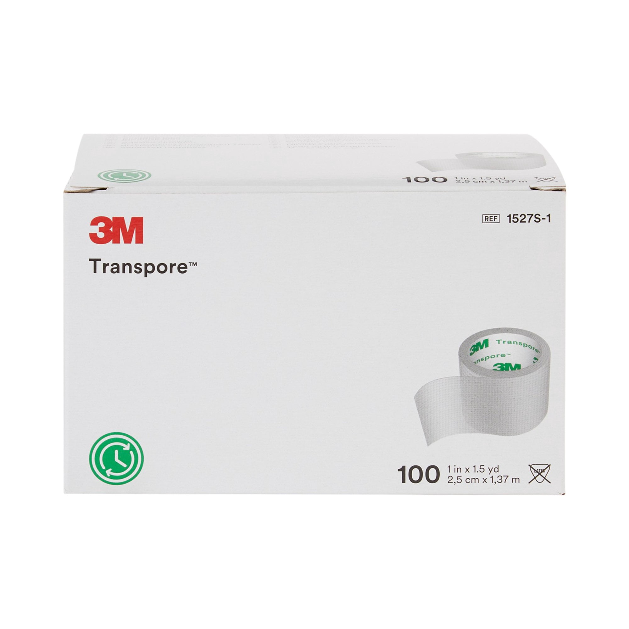 3M Transpore Surgical Tape, Non-Sterile, Transparent, 1 in x 1 1/2 yds, 100 Rolls, 1 Pack