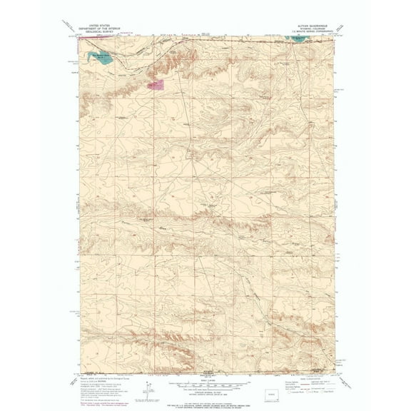Topographical Map - Altvan Wyoming Quad - USGS 1963 - 23 x 28.56 - Vintage Wall Art