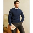 thumbnail image 6 of Kallspin Men's Cotton Crew Neck Sweater Regular Fit Long Sleeve Pullover Casual Cozy Stylish Sweater((Navy Blue,Medium), 6 of 8