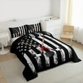 thumbnail image 3 of Manfei Ice Hockey Full Size Comforter Sets 3-Piece, Grunge USA Flag Bedding Comforter Set, Sports Bedding Sets, Lightweight Room Decor, 3 of 8