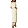 thumbnail image 3 of INSPIRE CHIC Women's Bodycon Dresses One Shoulder Casual Slim Fit Knit Solid Print XL White, 3 of 6