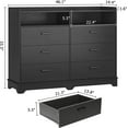 Hasuit 6 Drawers Dresser, Modern Storage Tower Dressers and Chests 2 Open Cubby, Large Clothing