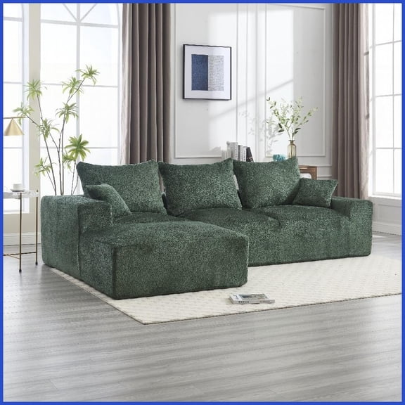 Chenille L-Shaped Living Room Sofa - Deep Seating, Soft Fabric & Stylish Design
