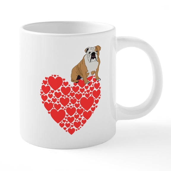 CafePress - Bulldog Heart - 20 Oz White Ceramic Mega Mug