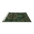 thumbnail image 2 of Ahgly Company Machine Washable Indoor Rectangle Medallion Turquoise Blue Traditional Area Rugs, 2' x 4', 2 of 4