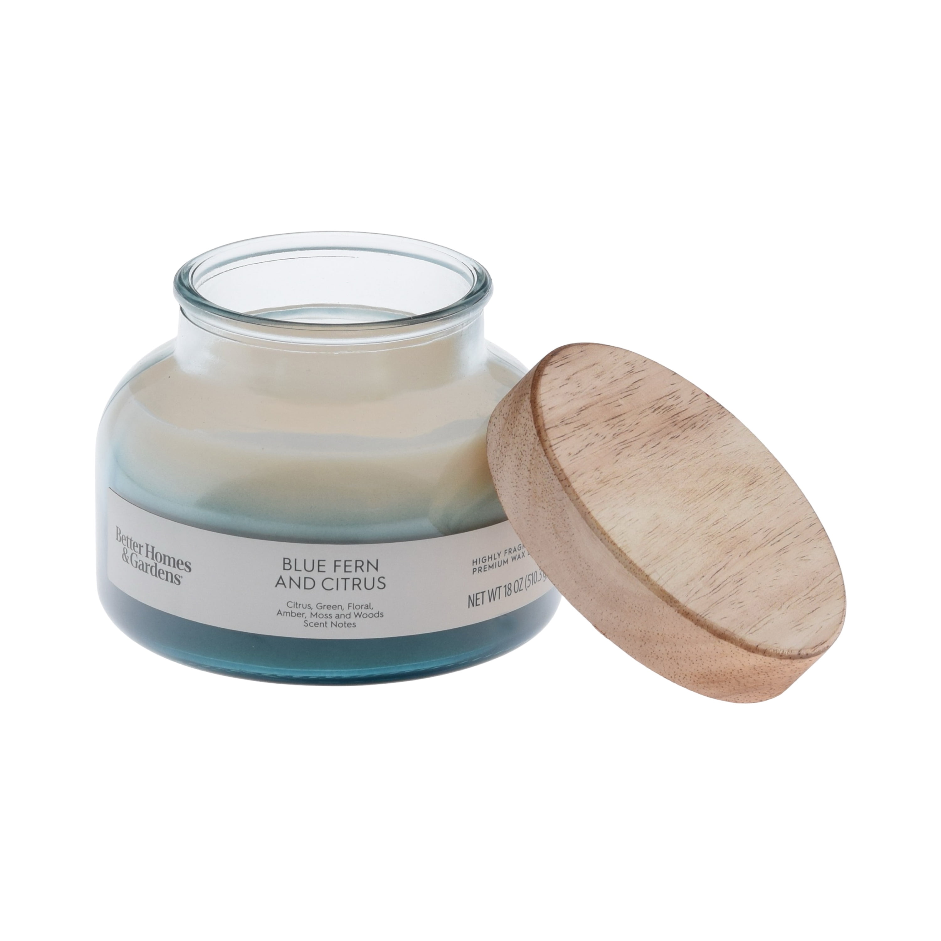 Better Homes and Gardens Blue Fern and Citrus Scented 2-Wick Ombre Jar Candle 18oz.
