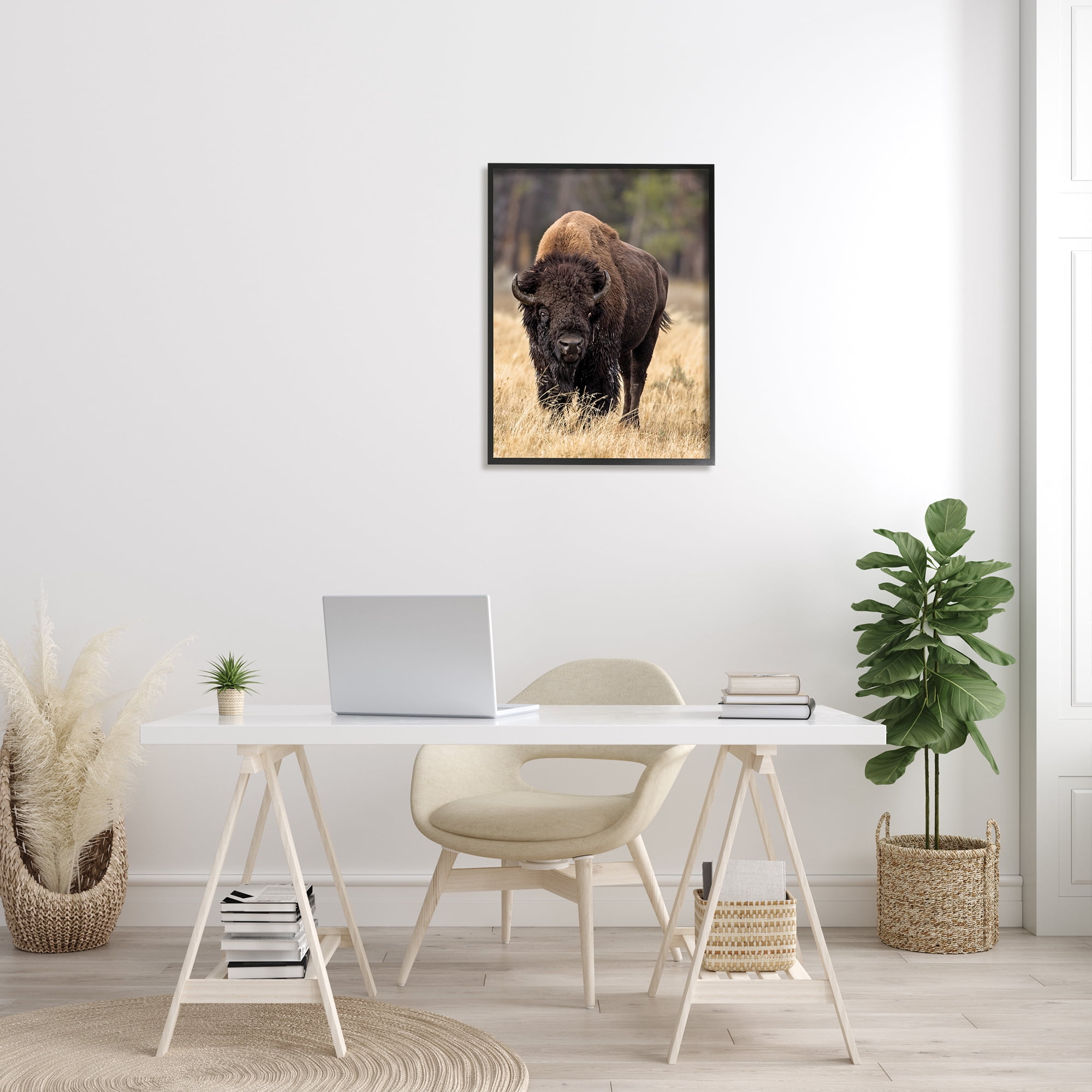 Stupell Industries Wild American Bison Grazing Rustic Tall Grass, 24 x 30, Designed by Larry McFerrin
