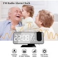 thumbnail image 3 of Reloj despertador con proyector, radio despertador con temperatura, humedad, pantalla LED de espejo de 7,5 pulgadas, con función de atenuación automática, (negro), 3 of 5