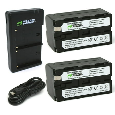 Wasabi Power Battery (2-Pack) and Dual Charger for Sony NP-F730 NP-F750 NP-F760 NP-F770 (L Series)