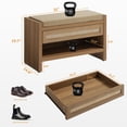 thumbnail image 2 of Rattan Shoe Bench Entryway Shoe Rack with Storage Organizer Drawer and Cushion, 2 of 8