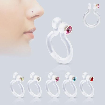 Bio-Flex Fake Non-Piercing Nose Ring with CZ - 5 Colors (Best Fake Nose Ring)
