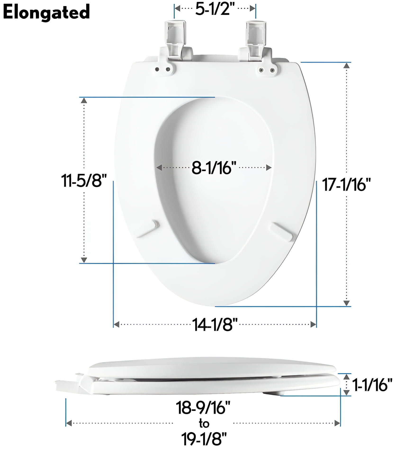 Mayfair Kendall Slow Close Elongated White Enameled Wood Toilet Seat