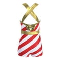 thumbnail image 5 of iiniim Kids Girls Christmas Dance Costume Sleeveless Stripes Print Leotard Bodysuit Dancewear, 5 of 7