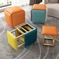 thumbnail image 5 of Square Ottoman Bench 5 in 1 Nesting Ottoman Cube Chair,Stackable Stools with Wheels for Tea Table,Pouf Foot Stool Save Space for Living Room Dining Room, 5 of 6