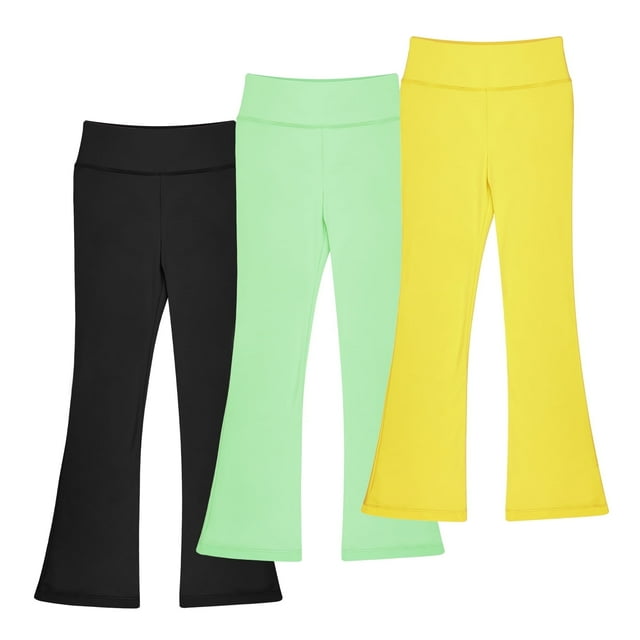 BIG ELEPHANT Leggings Acampanados para Niñas, Pantalones Acampanados con Corte de Bota y Cintura Alta, Pantalones Acampanados para Yoga y Baile, Packs de 3