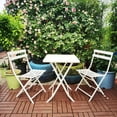 thumbnail image 4 of 3 Piece Patio Bistro Set of Foldable Square Table and Chairs, White, 4 of 9