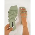 thumbnail image 1 of Fashionable Outdoors White Flat Slippers for Women, Criss Cross Plain Artificial Leather Open Toe Slide Sandals, 1 of 4
