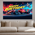 thumbnail image 3 of Happy Birthday Racing Car Banner Backdrop Checkered Flag Party Decoration Kids Celebration Birthday Event Motor Theme Birthday Decor Background, 3 of 4
