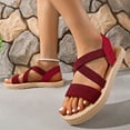 thumbnail image 5 of Viluyesy Sandals for Womens, Open Toe Wide Width Breathable Roman Beach Flat Shoes Wine, 5 of 6