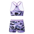 thumbnail image 2 of Zaldita Girl Swimsuit Two Piece Tankini Bathing Suit Summer Beach Rashguard Swimwear Crop Top Shorts Camouflage Purple 8, 2 of 7