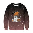 thumbnail image 5 of YUGYXL Womens Gradient Halloween Sweatshirts Fall Long Sleeve Ghost Graphic Pullovers Festival Party Tops Brown M, 5 of 9