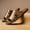 Brown, variant on Men Vintage Hollow Cutout Genuine Leather Slide Sandals Hand-Stitched Flat Casual Slippers