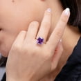 thumbnail image 5 of ANGARA Natural Cushion 3.5 ct Amethyst Solitaire Ring with Hidden Accents in 14K Rose Gold for Women (Size-11x9mm) | February Birthstone, Anniversary, Jewelry Gift for Women | Natural Amethyst Ring, 5 of 11