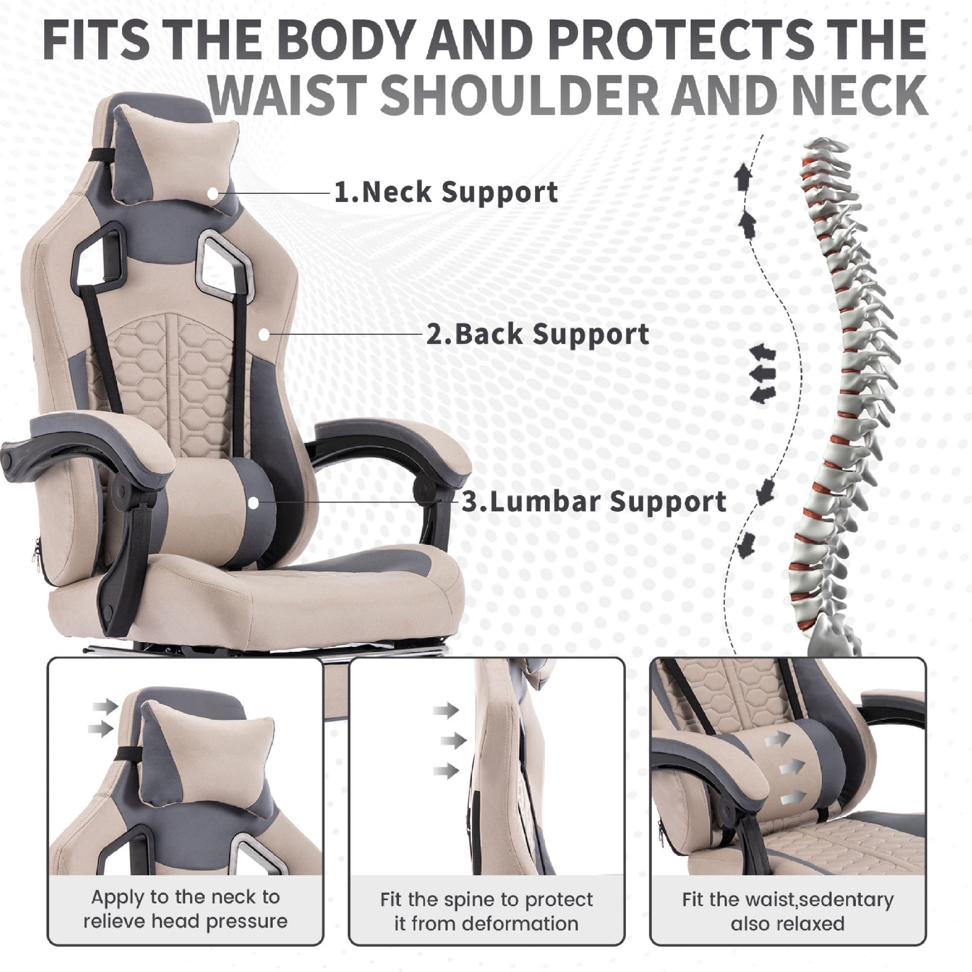 Gaming Chair Ergonomic PC Gamer Chair with Footrest Comfortable Headrest and Lumbar Support,High Back PVC Leather