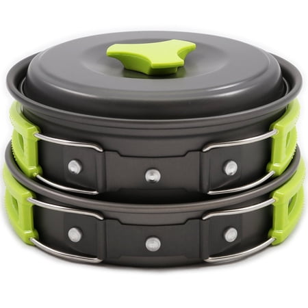 MalloMe Camping Cookware Kit with Folding Spork, Nylon Bag and Ebook (10-Piece)