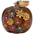 thumbnail image 2 of Northlight Solar Powered Floral Pumpkin Outdoor Fall Harvest Decoration - 7.25", 2 of 6