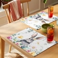thumbnail image 4 of Easter Placemats Set&nbsp;of&nbsp;2 Watercolors Rabbits Flowers Eucalyptus Leaves Plants Heat Insulation Washable Place Mats, Non-Slip Table Mats for Dining Table Party Kitchen Decor,13x19 Inch, 4 of 8