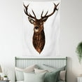 thumbnail image 4 of Deer Hunting Tapestry, Stuffed Animal Head Rustic Graphic Pattern, Wall Hanging for Bedroom Living Room Dorm Decor, 60"W X 80"L, White Sand Brown Pale Mustard Charcoal Grey, by Ambesonne, 4 of 5
