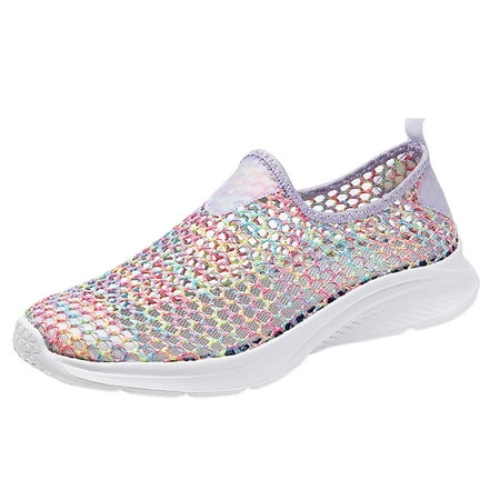 

NOKIO Fashionable Women S Ventilated Slip-On Flats Leisure Women s Slip On Travel Soft Sole Hollow Comfortable Shoes Outdoor Mesh Runing Fashion Sports Breathable Shoes