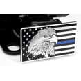 thumbnail image 2 of eVerHITCH USA Flag Eagle Metal Emblem Trailer Hitch Cover (Fits 2" Receiver, Black Chrome Blue Line), 2 of 5