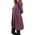thumbnail image 4 of Women Top Long Sleeve Solid Color Fall Mini 3 5 1 2 Dress Side Split Button Irregular Hem Sweater, Purple, L, 4 of 4