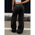 thumbnail image 3 of Women's Mid Rise Wide Leg Light Blue Patchwork Cargo Jeans Casual Streetwear Denim Pants, 3 of 8