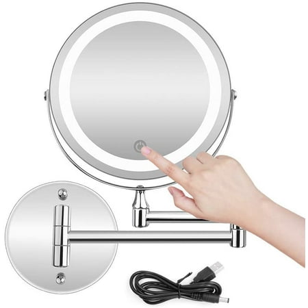 Rechargeable Lighted Wall Mount Makeup, Magnifying Vanity Mirror Wall Mount