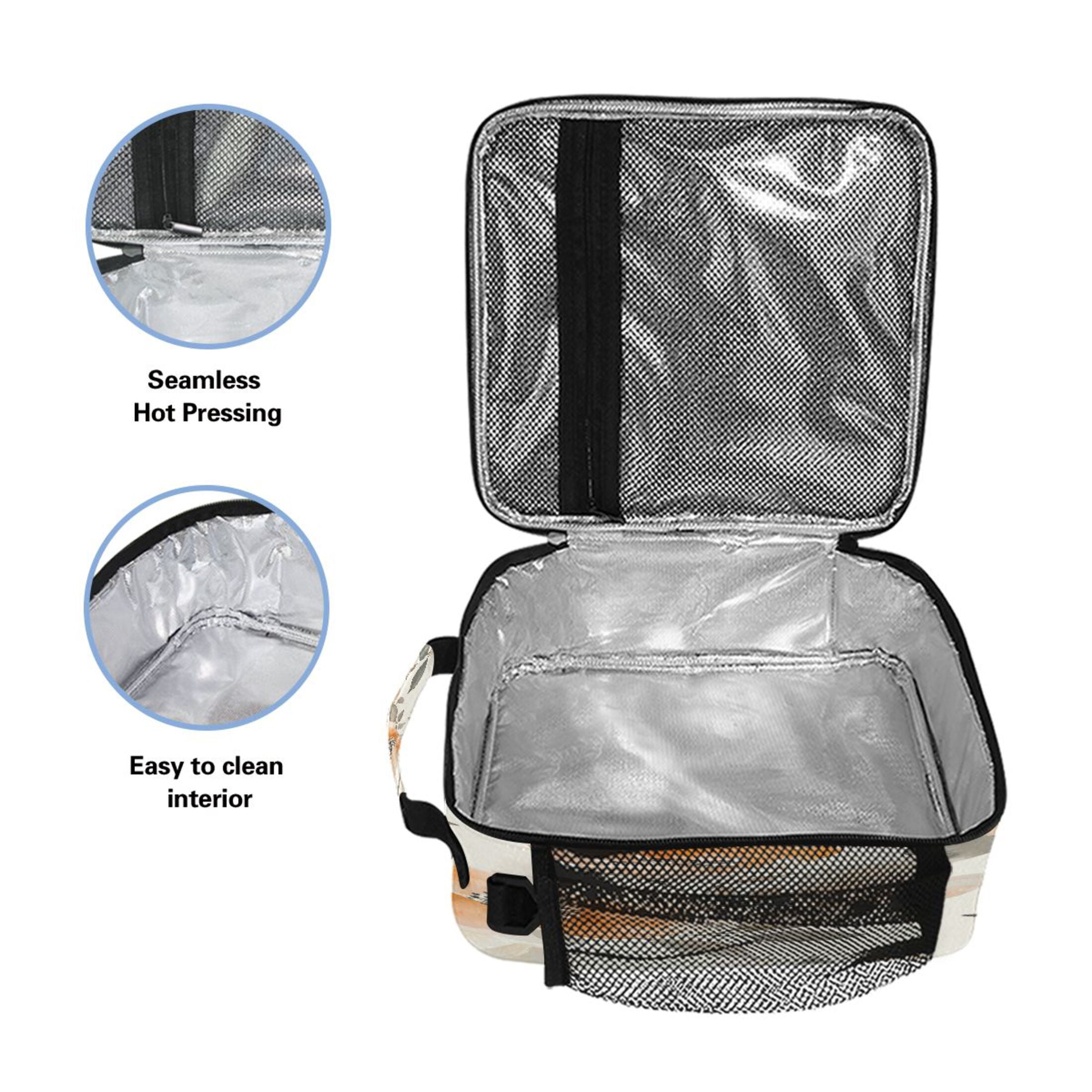 Square Lunch Bag 10.5*3.5*9.5 Inches Cooler Bag Lunch Bag Insulation Portable Durable Fashion Vibrant Cream Flowers