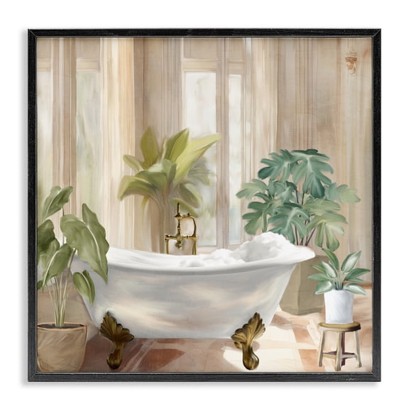 Stupell Industries Serenity Bathroom Plants Black Framed Giclee Art, design by Kim Allen
