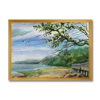 Designart 'Green Coast of The Baltic Sea' Nautical & Coastal Framed Art Print