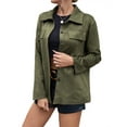 thumbnail image 2 of Women Faux Suede Jacket Long Sleeve Turn-Down Collar Oversized Button Down Shirt Fall Coats Shacket Tops with Pockets, 2 of 7
