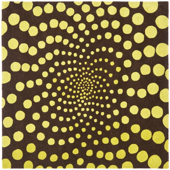 SAFAVIEH Soho Chloe Geometric Area Rug, Brown/Green, 6' x 6' Square