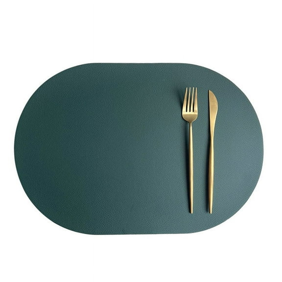 XmhyTop Table Place Mats Decorative Placemats, 43.5*30cm Size, Set of 2 - Premium Leather Dining Mats, Stylish Table Decor for Home & Events .Green   off-white