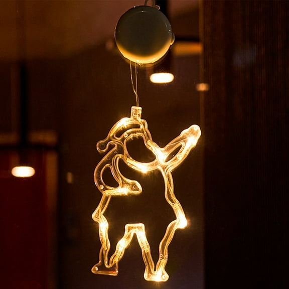 Christmas LED Light Decoration, Window Decoration Lights, Battery Powered Suction Cup Christmas Tree Snowflake Snowman Holiday Indoor Bedroom Window Display Warm White